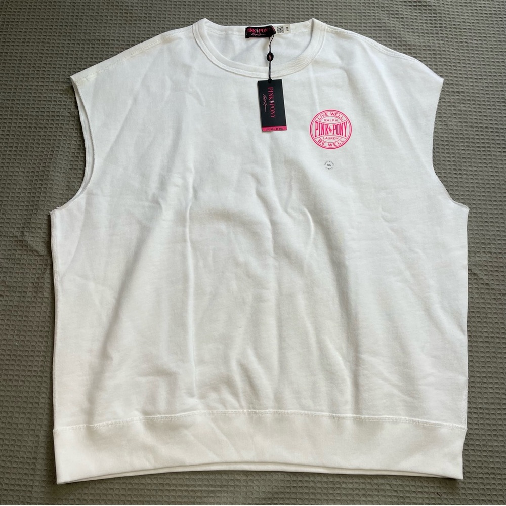 New Ralph Lauren‎ Pink Pony Sleeveless Sweatshirt XXL Unisex Men’s BCA White